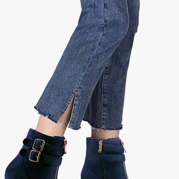 NWT Buckle Strap Ankle Booties 3 Inch Pointed Toe Zipper Heels Dress Jeans Boots - Picture 10 of 11